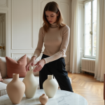 Jeune femme élégante dans un appartement parisien lumineux