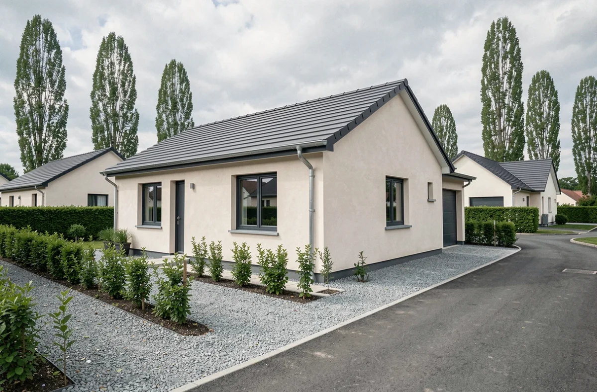 Maison Kléa de plain-pied construite sur un terrain résidentiel dans le Nord
