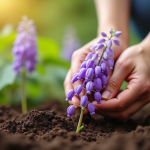 Main plantant soigneusement une glycine dans le sol